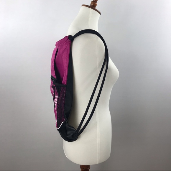 Adidas Pink and Black Draw String Cinch Sling Backpack Bag - Picture 2 of 11